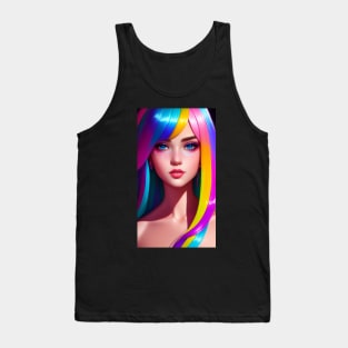 Woman With Colorful Hair Tank Top